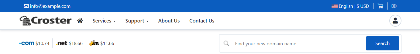 Croster WHMCS Theme - Primary Pre-header