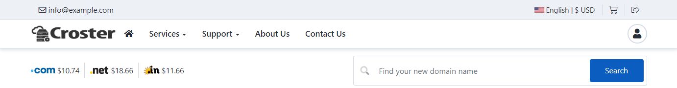 Croster WHMCS Theme - Light Pre-header